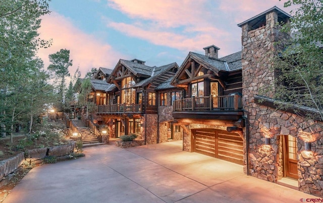 view of front of home with a garage