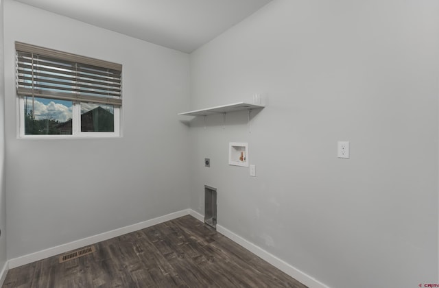 laundry area featuring washer hookup, dark hardwood / wood-style flooring, and hookup for an electric dryer