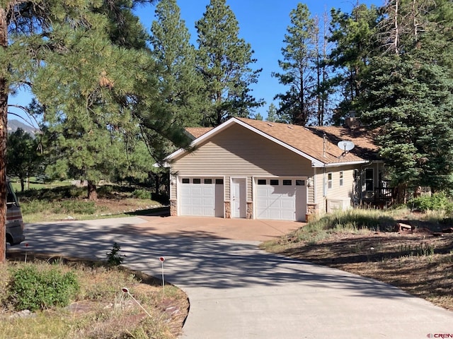 exterior space with a garage