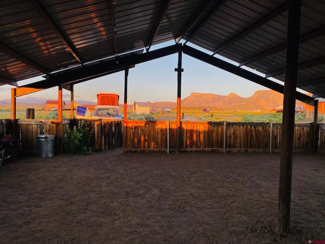 yard at dusk with a mountain view