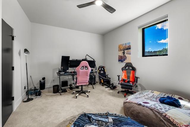 bedroom with carpet and ceiling fan