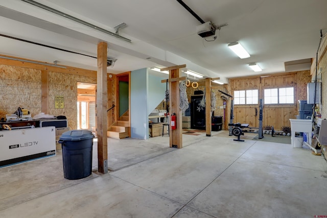 garage with a garage door opener