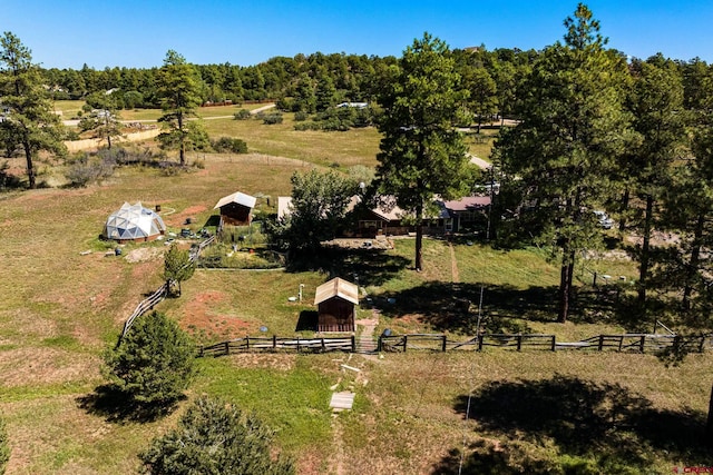 aerial view featuring a rural view