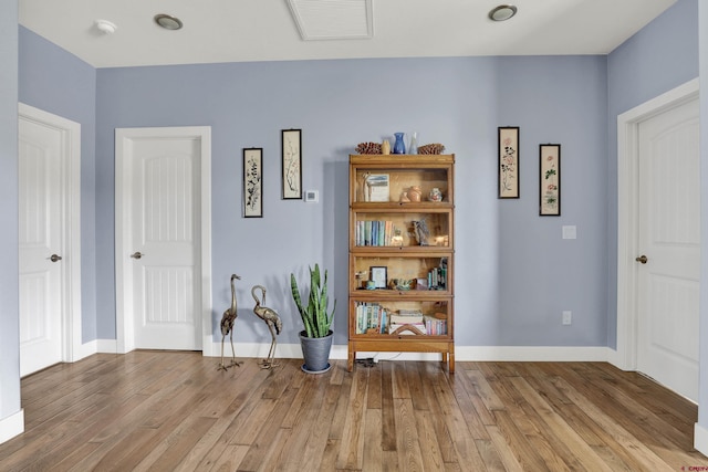 interior space with light hardwood / wood-style floors