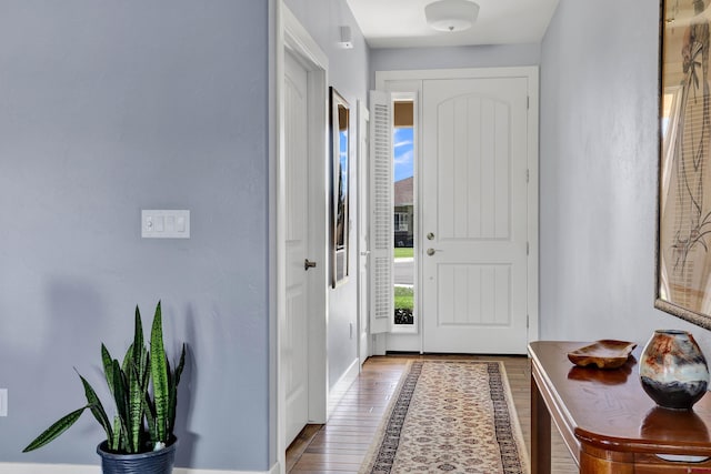 foyer entrance featuring wood-type flooring