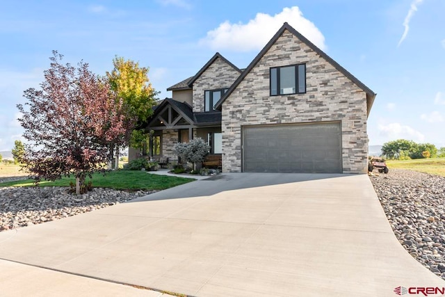 view of front of property with a garage