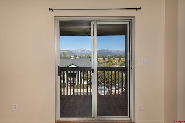 doorway with a mountain view