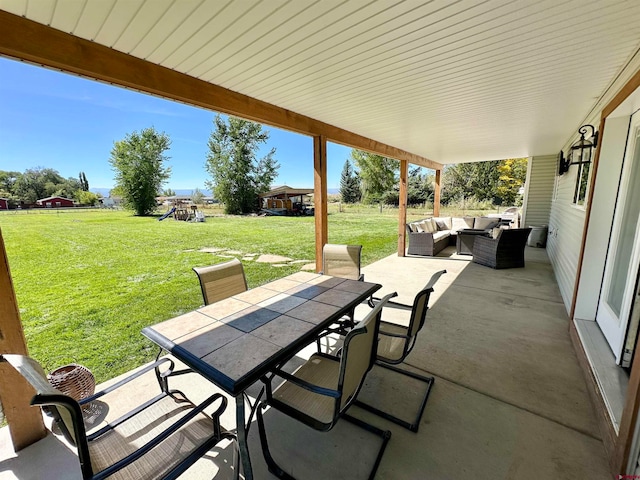 view of patio featuring an outdoor hangout area