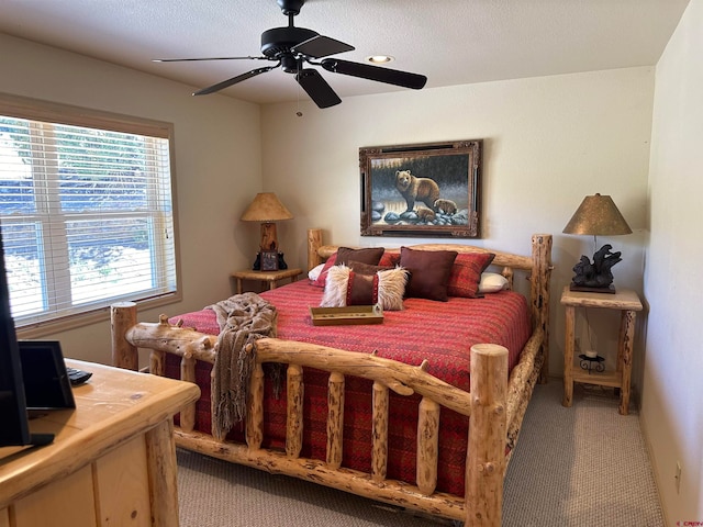 bedroom featuring carpet floors and ceiling fan