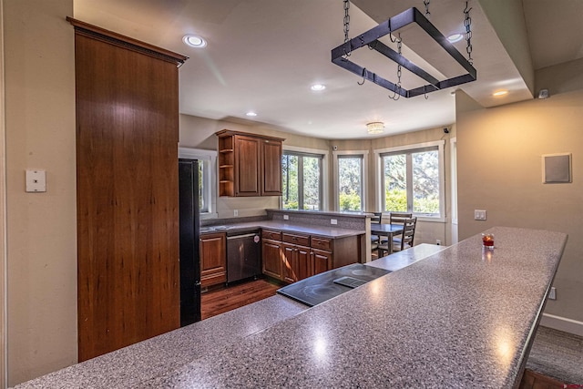 kitchen featuring dishwasher and dark hardwood / wood-style floors