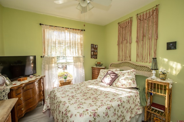 145 Lassen Dr, Pagosa Springs, CO 81147 - bedroom featuring ceiling fan and hardwood / wood-style flooring