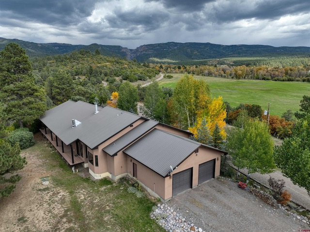 aerial view with a mountain view