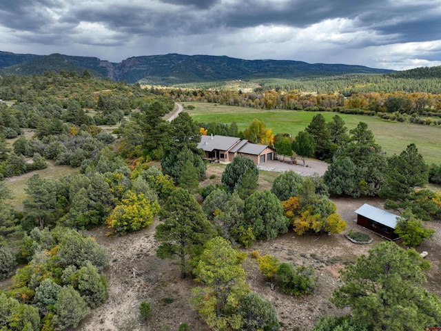 bird's eye view with a mountain view