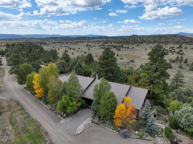 birds eye view of property with a mountain view