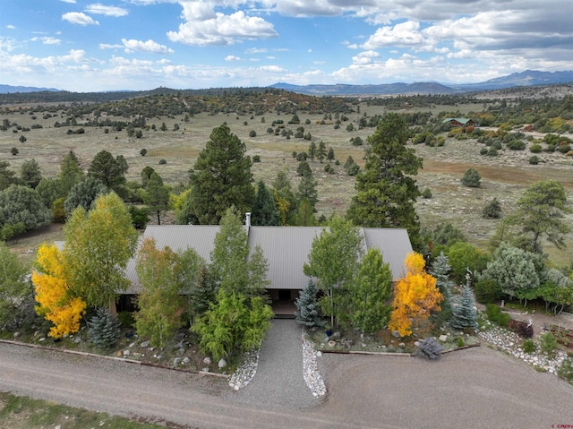 birds eye view of property with a mountain view