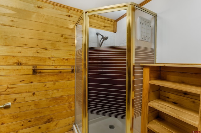 interior space featuring a stall shower