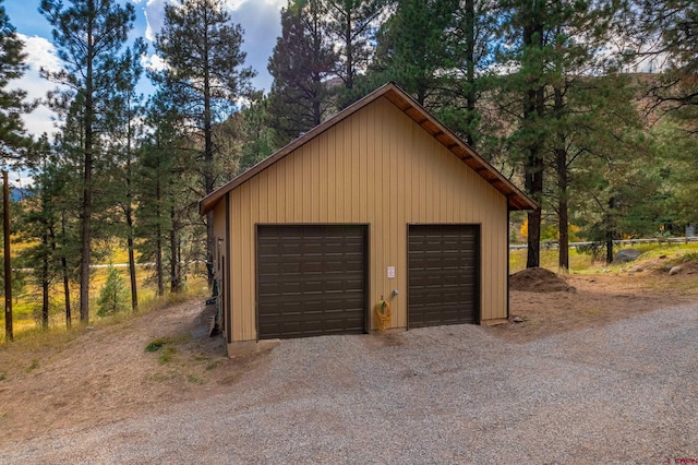 view of detached garage