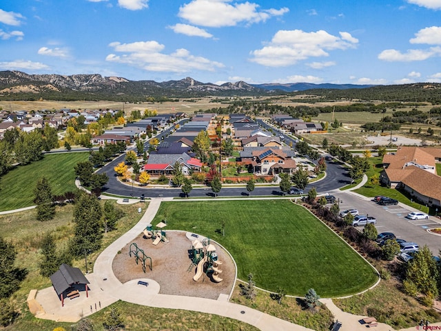 bird's eye view featuring a mountain view