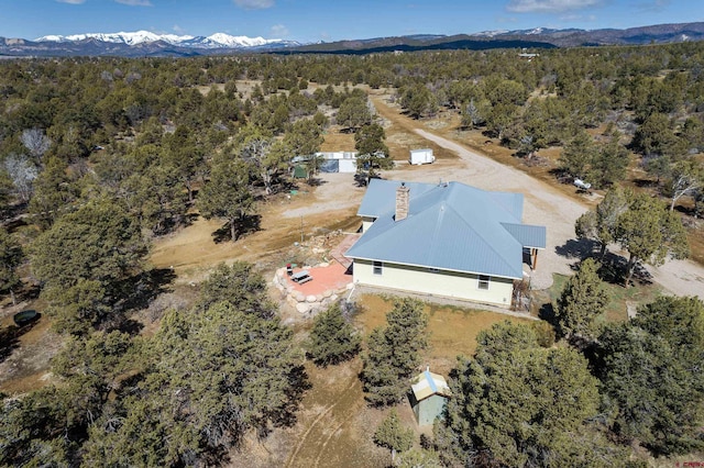 birds eye view of property with a mountain view