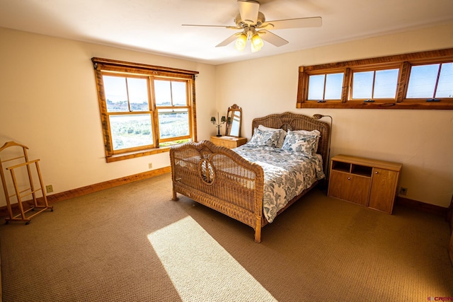 bedroom with carpet flooring and ceiling fan