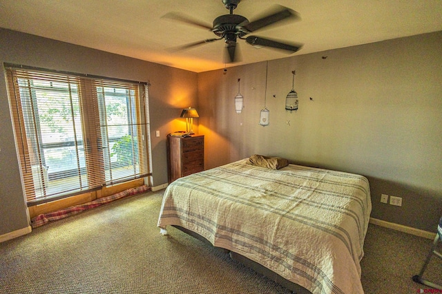 bedroom with carpet flooring and ceiling fan