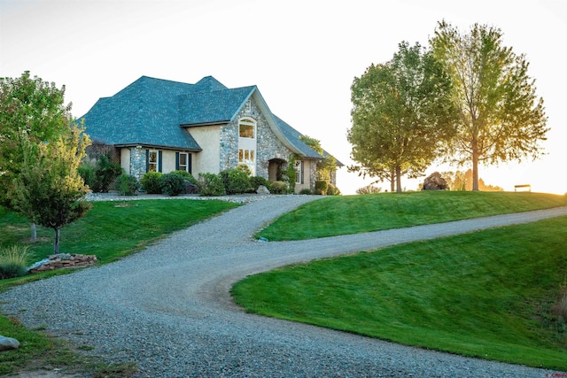 exterior space with a yard