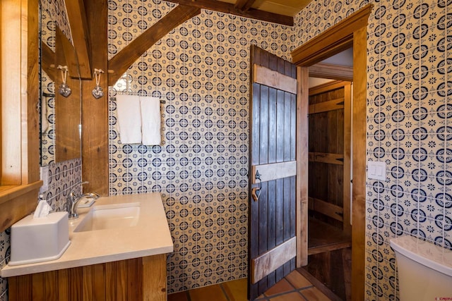 462 Dragon Lode Dr, Placerville, CO 81430 - bathroom featuring vanity, toilet, and tile patterned flooring
