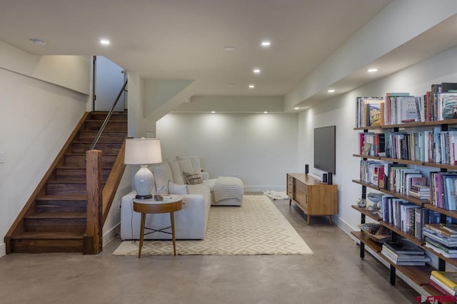 sitting room with concrete floors