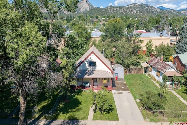 bird's eye view featuring a mountain view