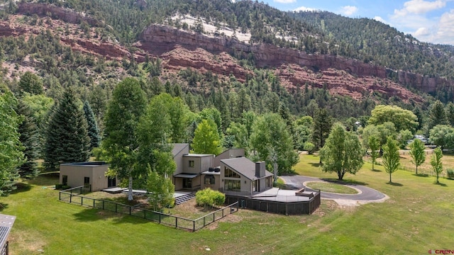 aerial view featuring a mountain view