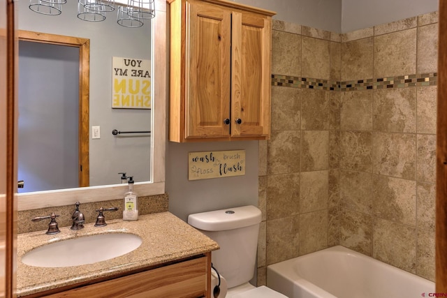 full bathroom with vanity, toilet, and shower with separate bathtub