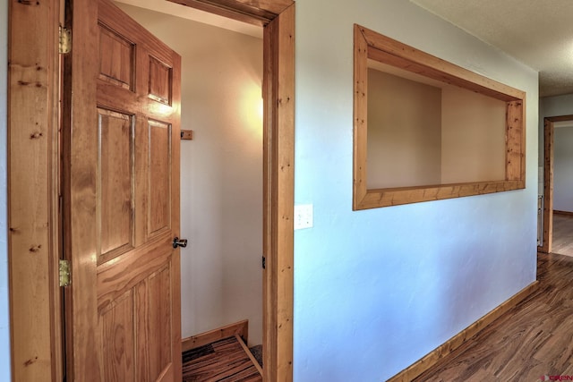 hallway featuring dark hardwood / wood-style flooring