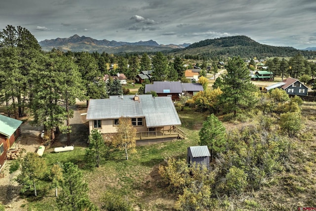 bird's eye view with a mountain view