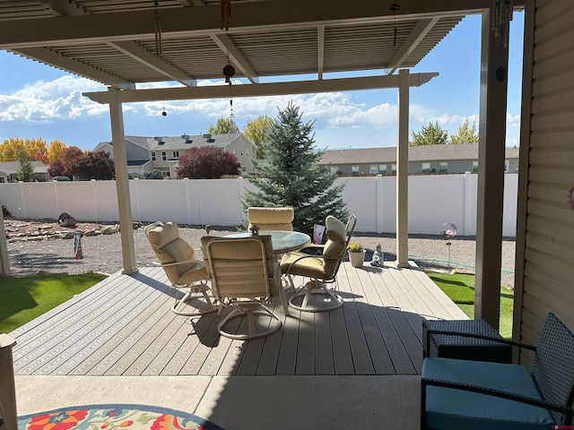 wooden terrace featuring a pergola