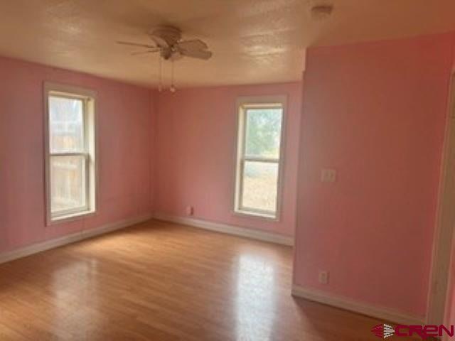 empty room featuring light hardwood / wood-style floors and ceiling fan