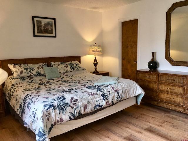 bedroom with light hardwood / wood-style flooring