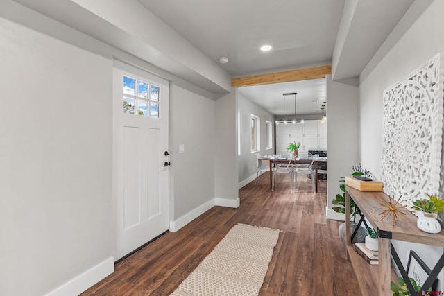 entrance foyer with dark wood-type flooring