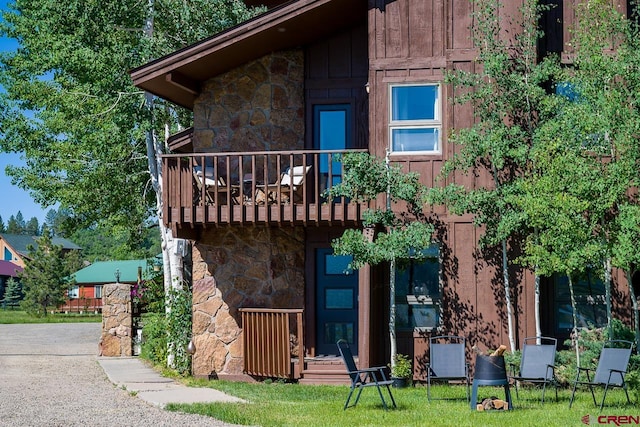 exterior space with a balcony