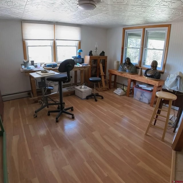 office area with hardwood / wood-style flooring