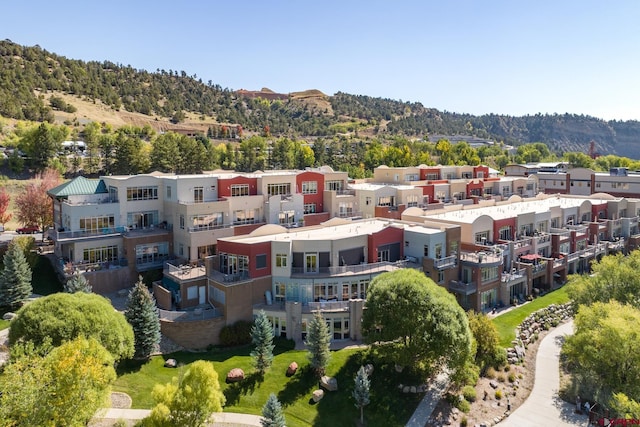 aerial view with a residential view and a mountain view