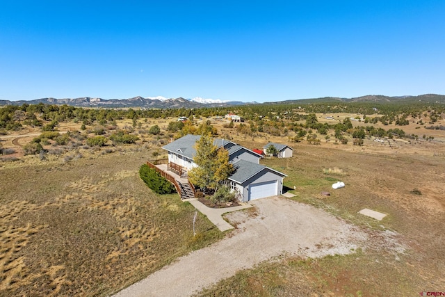 aerial view with a mountain view