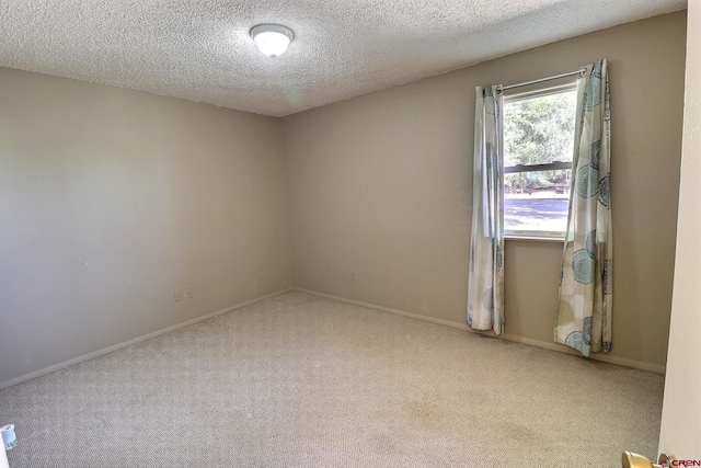 carpeted empty room with a textured ceiling