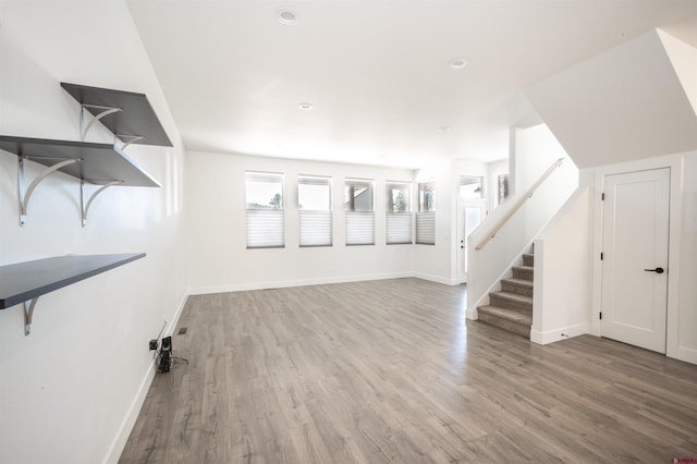 unfurnished living room featuring hardwood / wood-style flooring