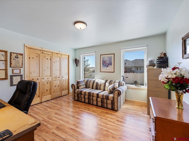 office with light hardwood / wood-style floors