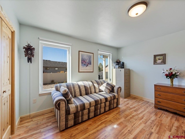 living room with light wood-type flooring