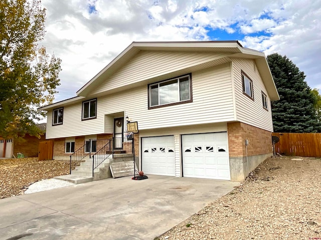 bi-level home with a garage