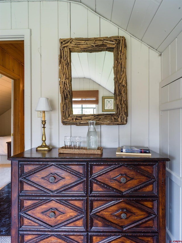 room details with bar and wooden walls