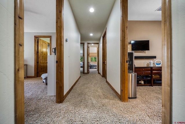 hall featuring carpet floors