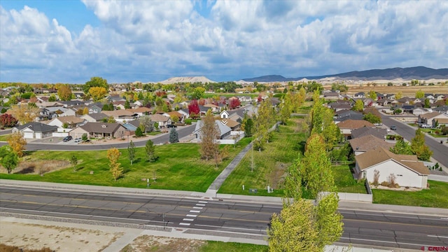 aerial view with a mountain view