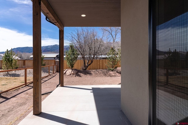 538 Hermosa Meadows Rd, Durango, CO 81301 - view of patio with a mountain view and a fenced backyard